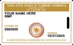State of Texas Master Plumbers License